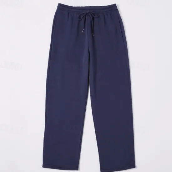 Outlet OUKU Men's Fleece Pants Sweatpants Trousers Straight Leg Sweatpants Drawstring Elastic Waist Baggy Plain Comfort Warm Full Length Outdoor Casual Daily Sports Fashion Black Navy Blue Micro-elastic