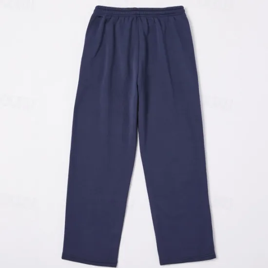 Outlet OUKU Men's Fleece Pants Sweatpants Trousers Straight Leg Sweatpants Drawstring Elastic Waist Baggy Plain Comfort Warm Full Length Outdoor Casual Daily Sports Fashion Black Navy Blue Micro-elastic