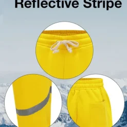 Sale OUKU Men's Fleece Pants Sweatpants Joggers Trousers Casual Pants Drawstring Elastic Waist Reflective Strip Plain Comfort Warm Full Length Sports Outdoor Daily Nightclub Fashion Streetwear Black Yellow