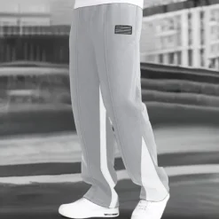 Discount OUKU Men's Fleece Pants Sweatpants Trousers Straight Leg Sweatpants Flared Sweatpants Pocket Drawstring Elastic Waist Color Block Comfort Breathable Outdoor Daily Going out Fashion Casual Black-White Black