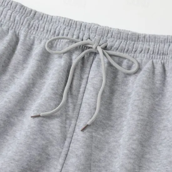 OUKU Men's Fleece Pants Sweatpants Joggers Trousers Cargo Sweatpants Drawstring Elastic Waist Multi Pocket Plain Comfort Breathable Casual Daily Holiday Sports Fashion Black White