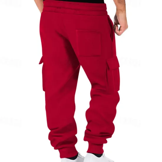 Sale OUKU Men's Fleece Pants Sweatpants Joggers Trousers Cargo Sweatpants Pocket Drawstring Elastic Waist Plain Comfort Warm Sports Outdoor Daily Fashion Casual Black White Micro-elastic