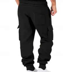 Sale OUKU Men's Fleece Pants Sweatpants Joggers Trousers Cargo Sweatpants Pocket Drawstring Elastic Waist Plain Comfort Warm Sports Outdoor Daily Fashion Casual Black White Micro-elastic