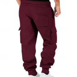 Sale OUKU Men's Fleece Pants Sweatpants Joggers Trousers Cargo Sweatpants Pocket Drawstring Elastic Waist Plain Comfort Warm Sports Outdoor Daily Fashion Casual Black White Micro-elastic