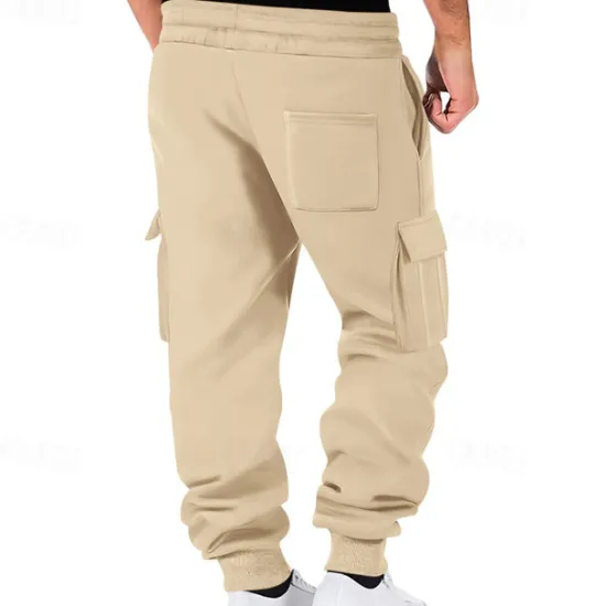 Sale OUKU Men's Fleece Pants Sweatpants Joggers Trousers Cargo Sweatpants Pocket Drawstring Elastic Waist Plain Comfort Warm Sports Outdoor Daily Fashion Casual Black White Micro-elastic