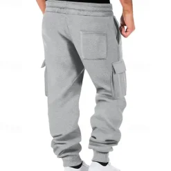 Sale OUKU Men's Fleece Pants Sweatpants Joggers Trousers Cargo Sweatpants Pocket Drawstring Elastic Waist Plain Comfort Warm Sports Outdoor Daily Fashion Casual Black White Micro-elastic