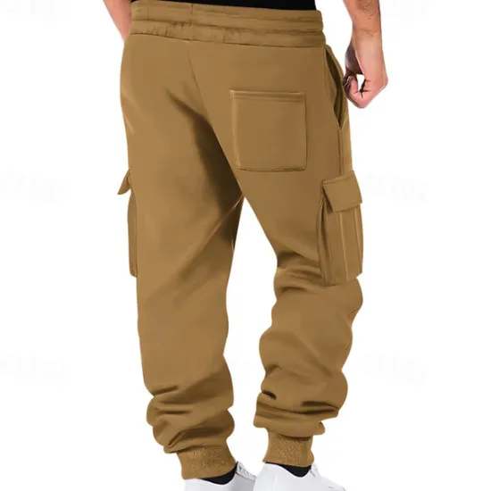 Sale OUKU Men's Fleece Pants Sweatpants Joggers Trousers Cargo Sweatpants Pocket Drawstring Elastic Waist Plain Comfort Warm Sports Outdoor Daily Fashion Casual Black White Micro-elastic
