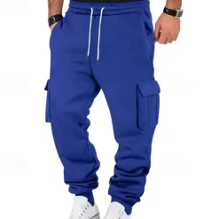 Sale OUKU Men's Fleece Pants Sweatpants Joggers Trousers Cargo Sweatpants Pocket Drawstring Elastic Waist Plain Comfort Warm Sports Outdoor Daily Fashion Casual Black White Micro-elastic