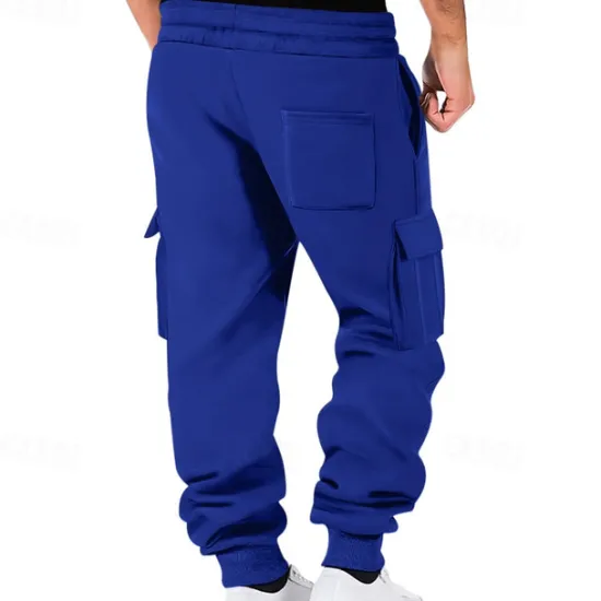 Sale OUKU Men's Fleece Pants Sweatpants Joggers Trousers Cargo Sweatpants Pocket Drawstring Elastic Waist Plain Comfort Warm Sports Outdoor Daily Fashion Casual Black White Micro-elastic