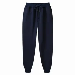 OUKU Men's Fleece Pants Sweatpants Joggers Winter Pants Trousers Side Pockets Elastic Waist Fleece Solid Color Comfort Warm Daily Casual Navy Apricot