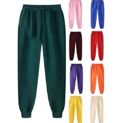 OUKU Men's Fleece Pants Sweatpants Joggers Winter Pants Trousers Side Pockets Elastic Waist Fleece Solid Color Comfort Warm Daily Casual Navy Apricot