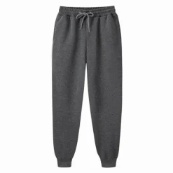 OUKU Men's Fleece Pants Sweatpants Joggers Winter Pants Trousers Side Pockets Elastic Waist Fleece Solid Color Comfort Warm Daily Casual Navy Apricot