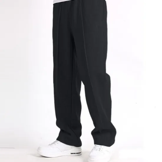 Sale OUKU Men's Fleece Pants Sweatpants Joggers Wide Leg Sweatpants Trousers Pocket Elastic Waist Plain Comfort Breathable Outdoor Daily Going out Casual Big and Tall Black Light Grey