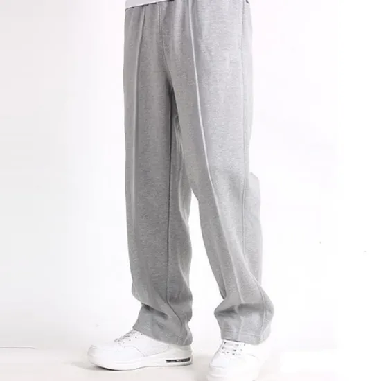 Sale OUKU Men's Fleece Pants Sweatpants Joggers Wide Leg Sweatpants Trousers Pocket Elastic Waist Plain Comfort Breathable Outdoor Daily Going out Casual Big and Tall Black Light Grey