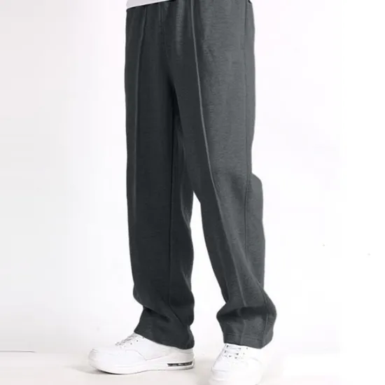 Sale OUKU Men's Fleece Pants Sweatpants Joggers Wide Leg Sweatpants Trousers Pocket Elastic Waist Plain Comfort Breathable Outdoor Daily Going out Casual Big and Tall Black Light Grey