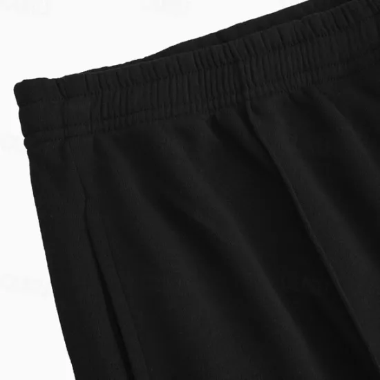 Sale OUKU Men's Fleece Pants Sweatpants Joggers Wide Leg Sweatpants Trousers Pocket Elastic Waist Plain Comfort Breathable Outdoor Daily Going out Casual Big and Tall Black Light Grey