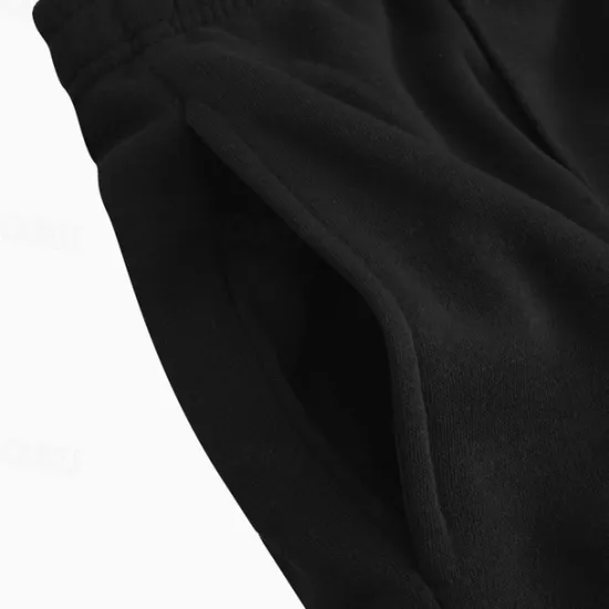 Sale OUKU Men's Fleece Pants Sweatpants Joggers Wide Leg Sweatpants Trousers Pocket Elastic Waist Plain Comfort Breathable Outdoor Daily Going out Casual Big and Tall Black Light Grey