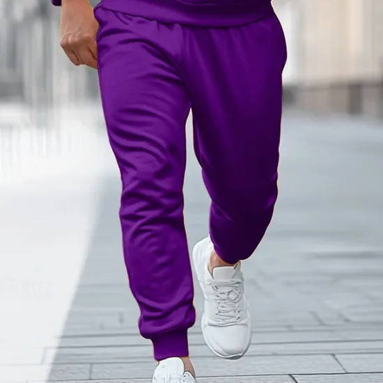 Discount OUKU Men's Fleece Pants Sweatpants Joggers Winter Pants Trousers Drawstring Side Pockets Elastic Waist Solid Color Comfort Warm Home Sports Outdoor Daily Fashion Streetwear Yellow Navy Blue