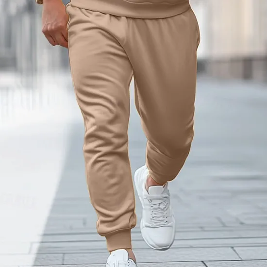 Discount OUKU Men's Fleece Pants Sweatpants Joggers Winter Pants Trousers Drawstring Side Pockets Elastic Waist Solid Color Comfort Warm Home Sports Outdoor Daily Fashion Streetwear Yellow Navy Blue