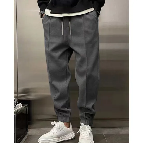 Hot OUKU Men's Fleece Pants Sweatpants Joggers Trousers Pleated Pants Drawstring Elastic Waist Plain Comfort Warm Full Length Outdoor Casual Daily Sports Fashion ArmyGreen Black