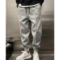 Hot OUKU Men's Fleece Pants Sweatpants Joggers Trousers Pleated Pants Drawstring Elastic Waist Plain Comfort Warm Full Length Outdoor Casual Daily Sports Fashion ArmyGreen Black