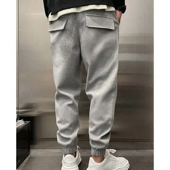 Hot OUKU Men's Fleece Pants Sweatpants Joggers Trousers Pleated Pants Drawstring Elastic Waist Plain Comfort Warm Full Length Outdoor Casual Daily Sports Fashion ArmyGreen Black