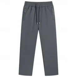OUKU Men's Fleece Pants Winter Pants Trousers Casual Pants Pocket Drawstring Elastic Waist Plain Comfort Warm Sports Outdoor Daily Fashion Casual Black Dark Blue Micro-elastic