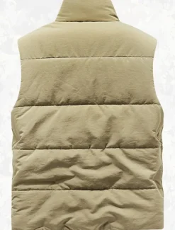 Sale OUKU Men's Fleece Vest Outdoor Vest Fishing Vest Daily Date Vacation Fashion Casual Fall & Winter Pocket Polyester Warm Comfortable Solid Color Zipper Stand Collar Regular Fit Black Khaki Gray Vest