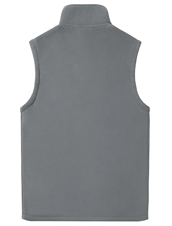 Discount OUKU Men's Fleece Vest Teddy Coat Vest Polar Fleece Gilet Outdoor Going out Streetwear Casual Fall Winter Pocket Quilted Polyester Windproof Warm Solid Color Zipper Stand Collar Regular Fit Black Gray Vest