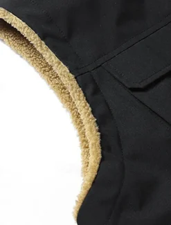 Hot OUKU Men's Fleece Vest Vest Gilet Daily Date Vacation Fashion Casual Fall & Winter Pocket Polyester Thermal Warm Comfortable Plain Zipper Stand Collar Regular Fit Black Yellow Khaki Dark Gray Vest
