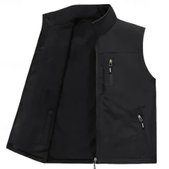 OUKU Men's Fleece Vest Vest Gilet Daily Outdoor clothing Sporty Casual Daily Winter Print Polyester Windproof Warm Number Zipper Stand Collar Regular Fit Black Army Green Blue Khaki Vest