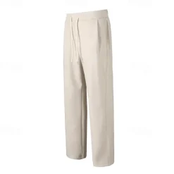 Best OUKU Men's Fleece-lined Athletic Pants Active Pants Active Joggers Full Length Outdoor Vacation Home Sports Fashion Navy Blue Beige Micro-elastic