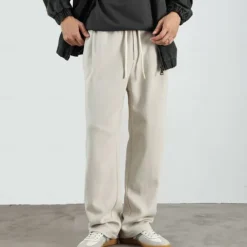 Best OUKU Men's Fleece-lined Athletic Pants Active Pants Active Joggers Full Length Outdoor Vacation Home Sports Fashion Navy Blue Beige Micro-elastic