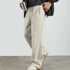 Best OUKU Men's Fleece-lined Athletic Pants Active Pants Active Joggers Full Length Outdoor Vacation Home Sports Fashion Navy Blue Beige Micro-elastic