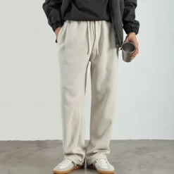 Best OUKU Men's Fleece-lined Athletic Pants Active Pants Active Joggers Full Length Outdoor Vacation Home Sports Fashion Navy Blue Beige Micro-elastic