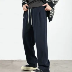 Best OUKU Men's Fleece-lined Athletic Pants Active Pants Active Joggers Full Length Outdoor Vacation Home Sports Fashion Navy Blue Beige Micro-elastic