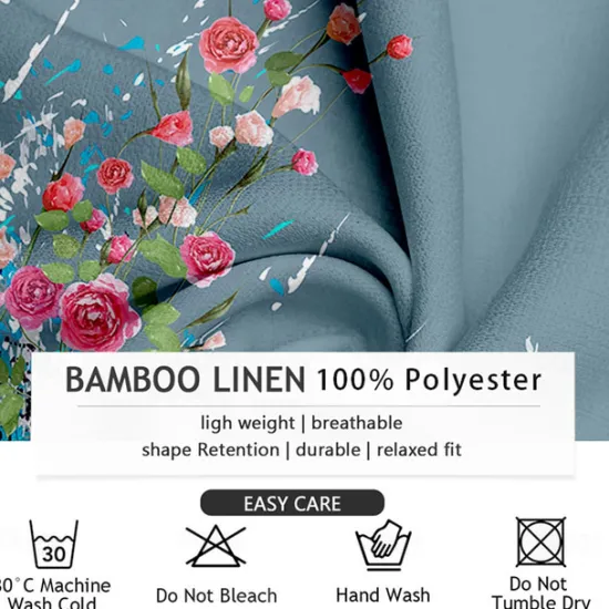 Discount OUKU Men's Floral Button Up Shirt Long Sleeve Casual Vacation Daily Summer Spring & Fall Band Collar grandad collar 3D Print White Pink Blue Sage