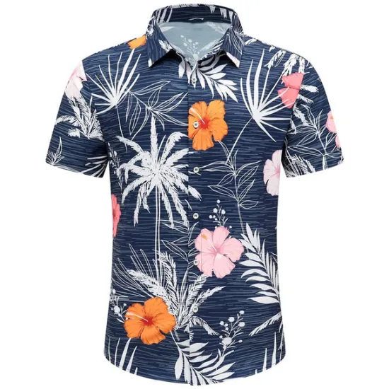 Outlet OUKU Men's Floral Coconut Tree Bus Shirt Summer Hawaiian Shirt Aloha Shirt Short Sleeves Shirt Turndown Fashion Streetwear Designer Outdoor Street Casual Black Yellow Navy Blue S M L