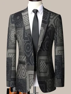 Best OUKU Men's Floral Color Block Long Sleeve Turndown Fashion Streetwear Business Work Wear to work Going out Buttons Print