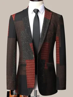 Best OUKU Men's Floral Color Block Long Sleeve Turndown Fashion Streetwear Business Work Wear to work Going out Buttons Print