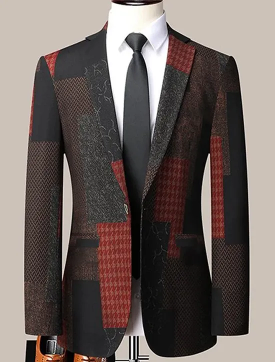 Best OUKU Men's Floral Color Block Long Sleeve Turndown Fashion Streetwear Business Work Wear to work Going out Buttons Print