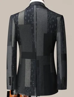 Best OUKU Men's Floral Color Block Long Sleeve Turndown Fashion Streetwear Business Work Wear to work Going out Buttons Print