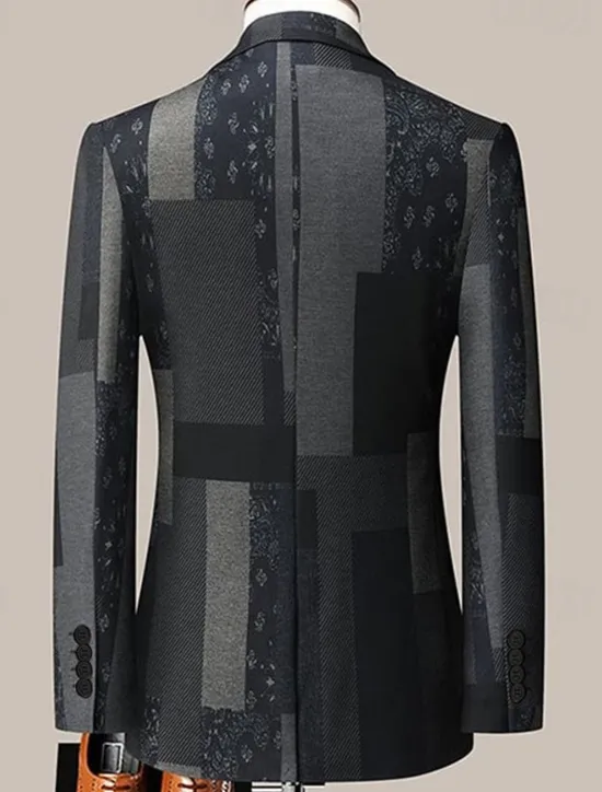 Best OUKU Men's Floral Color Block Long Sleeve Turndown Fashion Streetwear Business Work Wear to work Going out Buttons Print