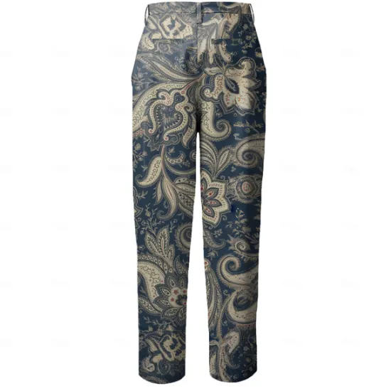 Best OUKU Men's Floral Dress Pants Mid Waist Vintage Casual Outdoor Home Dailywear Zipper Pocket Summer Spring Fall 3D Print Black Yellow Pink