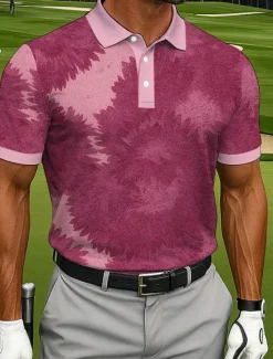 Discount OUKU Men's Floral Golf Polo Sports Polo Shirts Short Sleeve Polo Shirts Collared Shirts Casual Athleisure Daily Wear Buttons Summer Red Blue Green