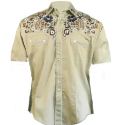 New OUKU Men's Floral Graphic Prints Shirt Western Shirt Cowboy Shirt Short Sleeve Fashion Streetwear Designer Outdoor Street Daily Summer Spring Turndown Print Apricot