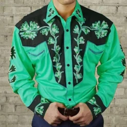 Hot OUKU Men's Floral Graphic Prints Shirt Western Shirt Cowboy Shirt Long Sleeve Fashion Designer Casual Outdoor Daily Fall & Winter Turndown Print Button-Down Yellow Red Purple Green Blue+Blue