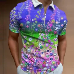 Discount OUKU Men's Floral Hawaiian Polo Shirts Golf Shirt Short Sleeve Polo Shirts Collared Shirts Casual Beach Wear Vacation Wear Tropical Wear Party Outfits 3D Print Quarter Zip Polo Yellow Pink Red