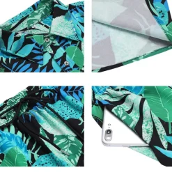 Sale OUKU Men's Floral Leaves Tropical Plants 2pcs Shirts Sets Summer Hawaiian Shirt Short Sleeve Short Pants Turndown Tropical Fashion Hawaiian Street Casual Hawaiian Print Summer Spring Black White Brown