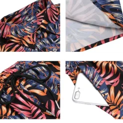 Sale OUKU Men's Floral Leaves Tropical Plants 2pcs Shirts Sets Summer Hawaiian Shirt Short Sleeve Short Pants Turndown Tropical Fashion Hawaiian Street Casual Hawaiian Print Summer Spring Black White Brown